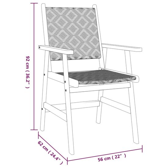 5-delige Tuinset Cancun massief acaciahout - Tafel met 4 stoelen