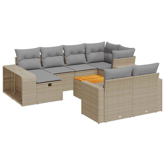 11-delige Loungeset Unic met kussens poly rattan beige