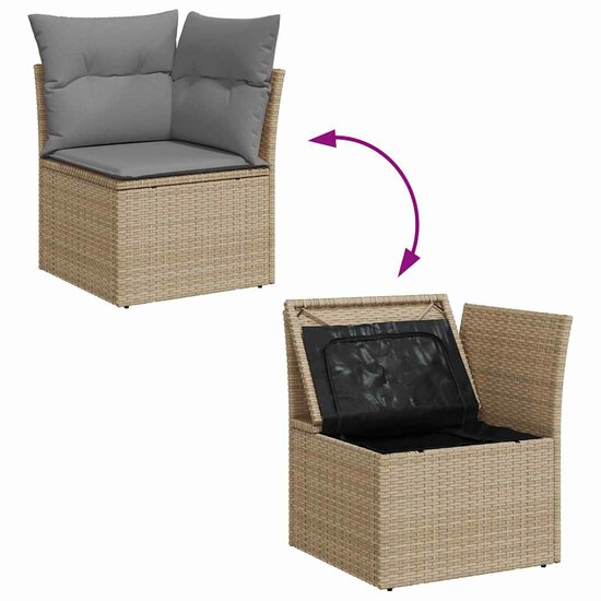 11-delige Loungeset Unic met kussens poly rattan beige