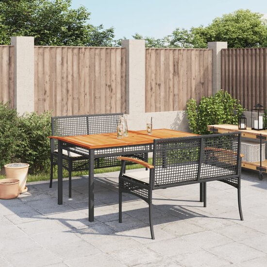 3-delige Tuinset Bergsma met kussens poly rattan zwart