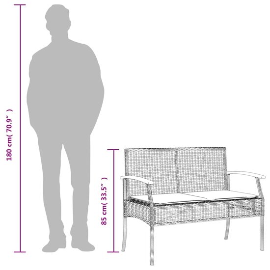 3-delige Tuinset Bergsma met kussens poly rattan grijs