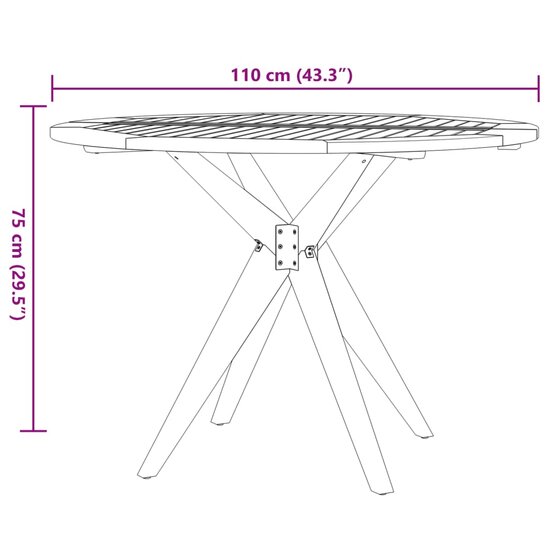 6-delige Tuinset Design massief acaciahout - ronde tafel met 5 stoelen