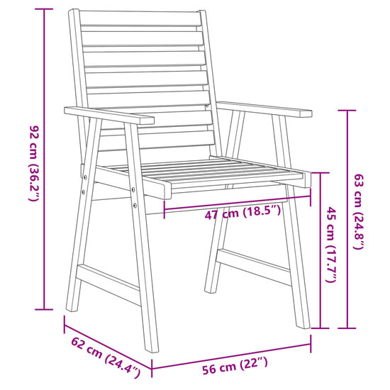 6-delige Tuinset Design massief acaciahout - ronde tafel met 5 stoelen