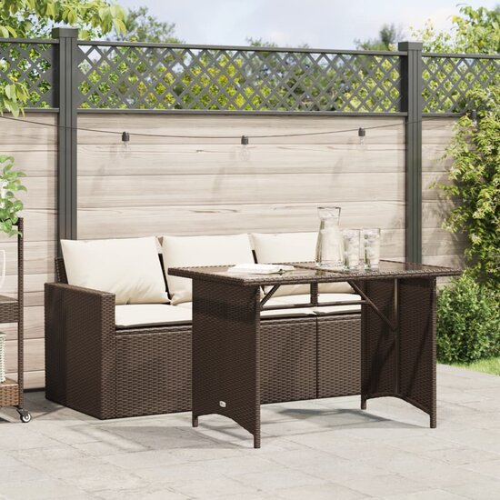 2-delige Tuinset Jantien met kussens poly rattan bruin