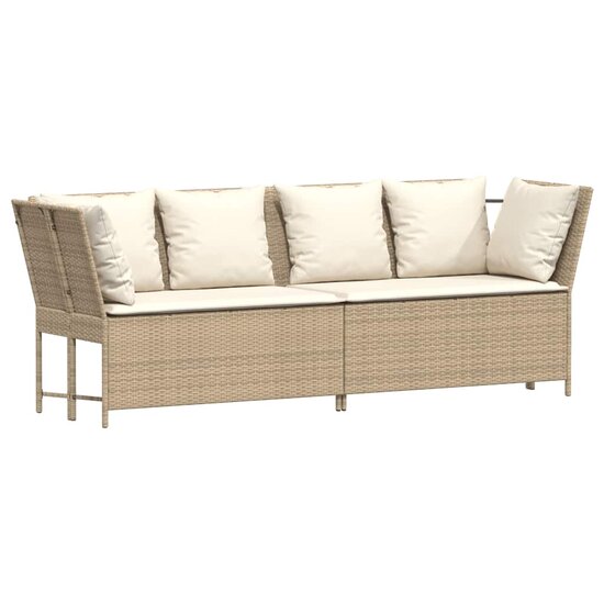 Tuinbank Soleil met kussens poly rattan beige