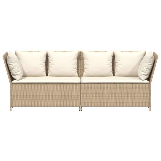 Tuinbank Soleil met kussens poly rattan beige