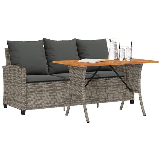 Tuinbank Calipso 3-zits met kussens &amp; tafel poly rattan grijs