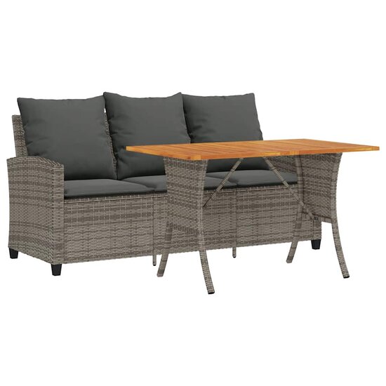 Tuinbank Calipso 3-zits met kussens &amp; tafel poly rattan grijs