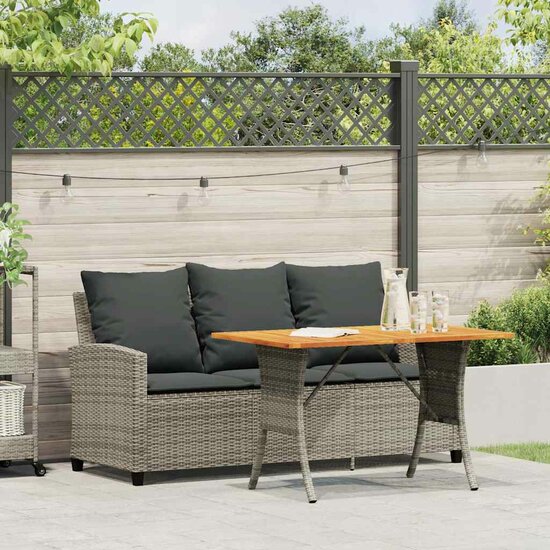 Tuinbank Calipso 3-zits met kussens &amp; tafel poly rattan grijs