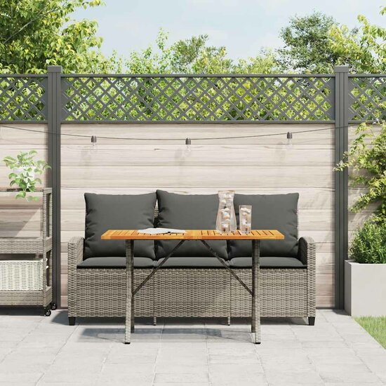 Tuinbank Calipso 3-zits met kussens &amp; tafel poly rattan grijs