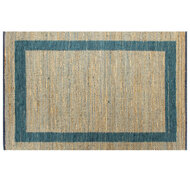 Vloerkleed handgemaakt 160x230 cm jute blauw