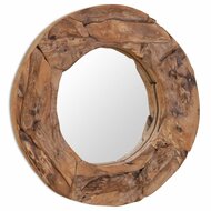 Decoratieve spiegel Wood rond 60 cm teakhout