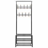 Halkast kledingrek met schoenenopberger 68x32x182,5 cm zwart