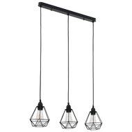 Meubelen-Online - Hanglamp zwart met diamantvormige kapjes 3xE27