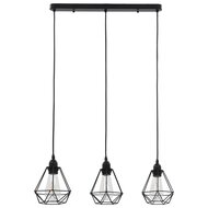 Meubelen-Online - Hanglamp zwart met diamantvormige kapjes 3xE27