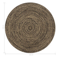 Meubelen-Online - Jute vloerkleed rond 150cm zwart met naturel