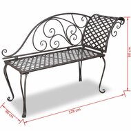 Meubelen-Online - Tuinbank Chaise longue 128 cm staal antiekbruin