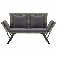 Meubelen-Online - Tuinbank Lazy met kussens 176 cm poly rattan grijs