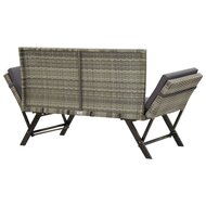 Meubelen-Online - Tuinbank Lazy met kussens 176 cm poly rattan grijs