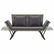 Meubelen-Online - Tuinbank Lazy met kussens 176 cm poly rattan grijs