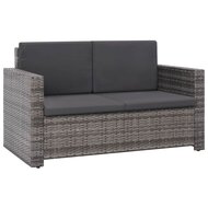 Meubelen-Online - Loungeset Lilian 2 delig met kussens poly rattan grijs