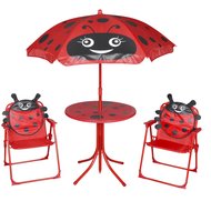 Meubelen-Online - Tuinset Bibo 3-delige Bistroset voor kinderen met parasol rood