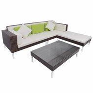 Meubelen-Online - Loungeset Flex met kussens poly rattan bruin