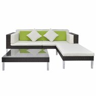 Meubelen-Online - Loungeset Flex met kussens poly rattan bruin