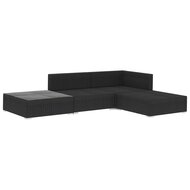 Meubelen-Online - Loungeset Virgin met kussens poly rattan zwart