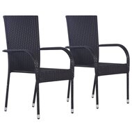 Meubelen-Online - Tuinstoel Marga stapelbaar set 2 st poly rattan zwart