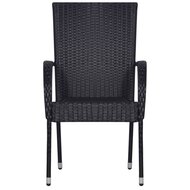 Meubelen-Online - Tuinstoel Marga stapelbaar set 2 st poly rattan zwart