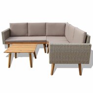 Meubelen-Online - Loungeset Sunny met kussens poly rattan grijs 4-delig