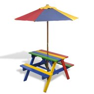 Meubelen-Online - Kinderpicknicktafel met banken en parasol hout meerkleurig