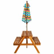 Meubelen-Online - Kinderpicknicktafel met parasol 79x90x60 cm massief acaciahout