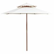 Meubelen-Online - Parasol Dubbeldekker 270x270 cm houten paal cr&egrave;mewit