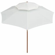 Meubelen-Online - Parasol Dubbeldekker 270x270 cm houten paal cr&egrave;mewit