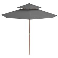 Meubelen-Online - Parasol Dubbeldekker met houten paal 270 cm antraciet