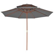 Meubelen-Online - Parasol Dubbeldekker met houten paal 270 cm antraciet