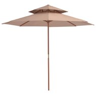 Meubelen-Online - Parasol Dubbeldekker met houten paal 270 cm taupe