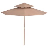 Meubelen-Online - Parasol Dubbeldekker met houten paal 270 cm taupe