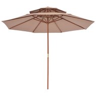 Meubelen-Online - Parasol Dubbeldekker met houten paal 270 cm taupe