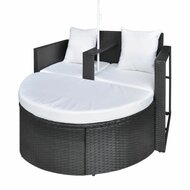 Meubelen-Online - Loungebed Marbella set poly rattan met parasol zwart