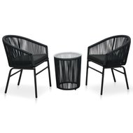 Meubelen-Online - Tuinset Libra 3-delige Bistroset PVC-rattan zwart