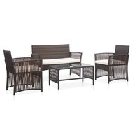 Meubelen-Online - Batavia 4-delige Loungeset poly rattan bruin