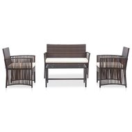 Meubelen-Online - Batavia 4-delige Loungeset poly rattan bruin