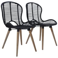 Meubelen-Online - Eetkamerstoelen 2 st natuurlijk rattan zwart