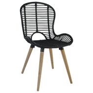 Meubelen-Online - Eetkamerstoelen 2 st natuurlijk rattan zwart