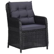 Meubelen-Online - Tuinstoelen 2 st met kussens poly rattan zwart