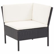 Meubelen-Online - Loungeset Chaise longue met kussens poly rattan zwart