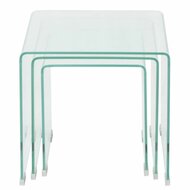 Meubelen-Online - Bijzettafel Nestor set 3-dlg transparant gehard glas